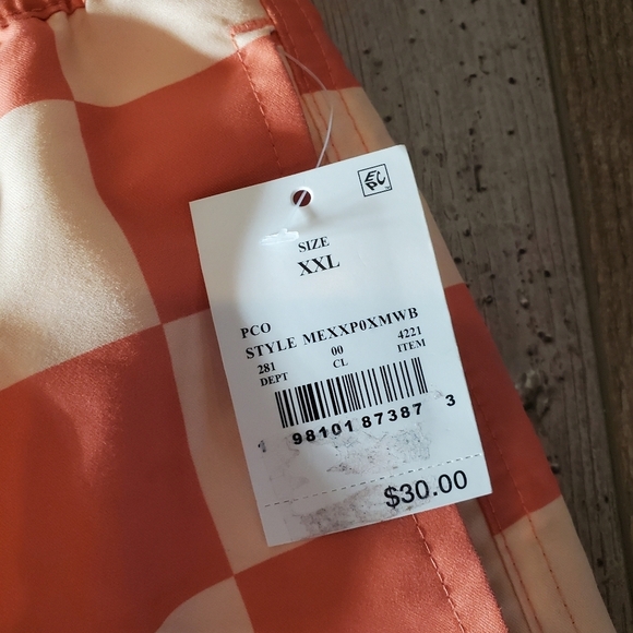 NWT Mad Engine Men's Orange Checked Swim Trunks Size XXL - Picture 9 of 14